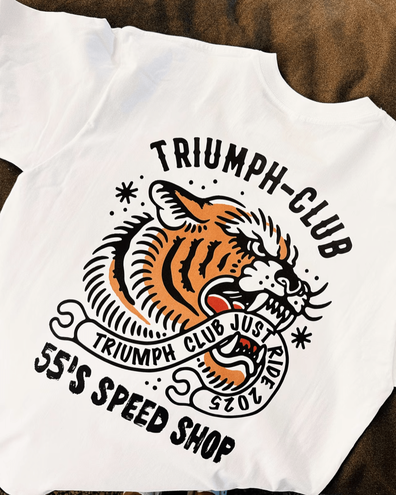 55 Shark Vintage Triumph Tiger Print T-Shirt - Savile Speed Co.