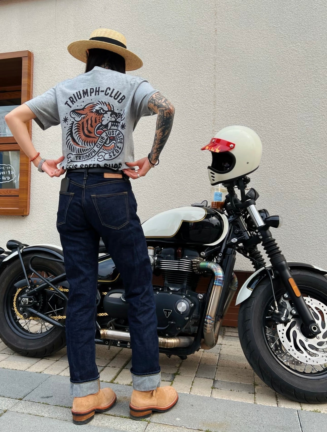 55 Shark Vintage Triumph Tiger Print T-Shirt - Savile Speed Co.