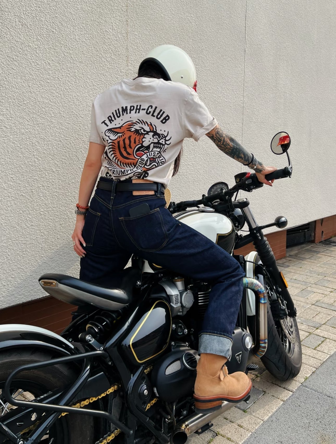55 Shark Vintage Triumph Tiger Print T-Shirt - Savile Speed Co.
