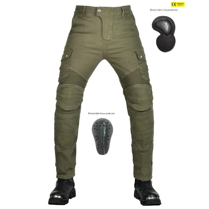 VOLERO Men's Retro Motorcycle Riding Jeans Kevlar Armored Pants
