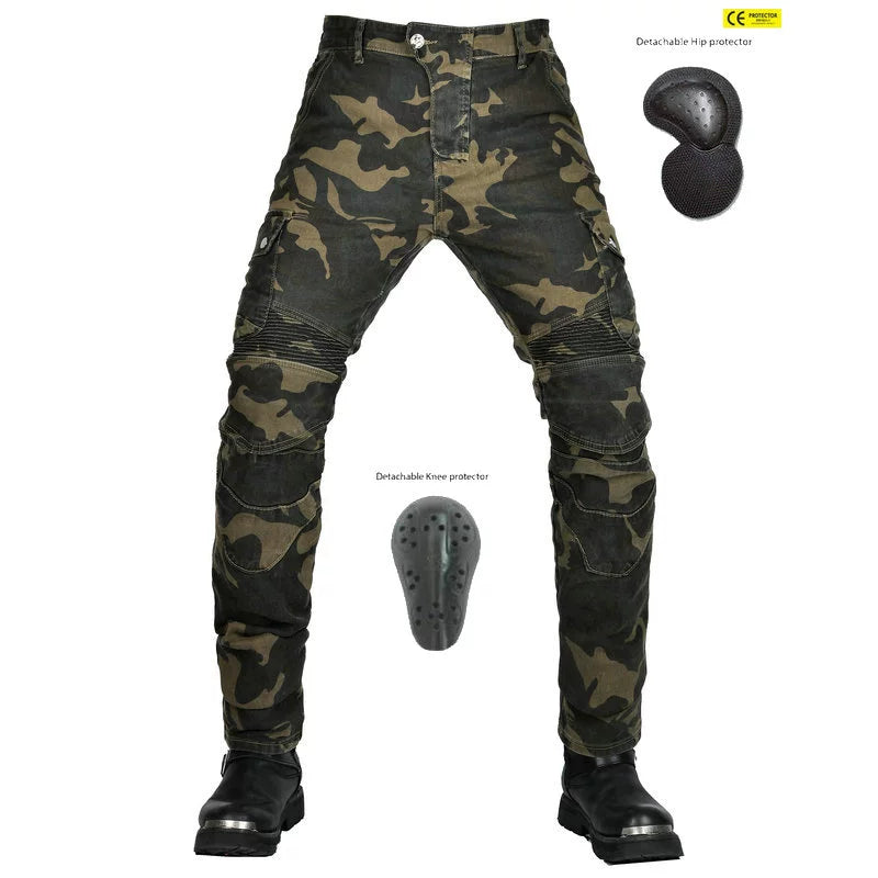 VOLERO Men's Retro Motorcycle Riding Jeans Kevlar Armored Pants