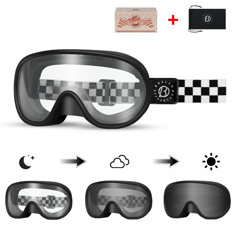 BOLLFO Retro Motorcycle Riding Goggles
