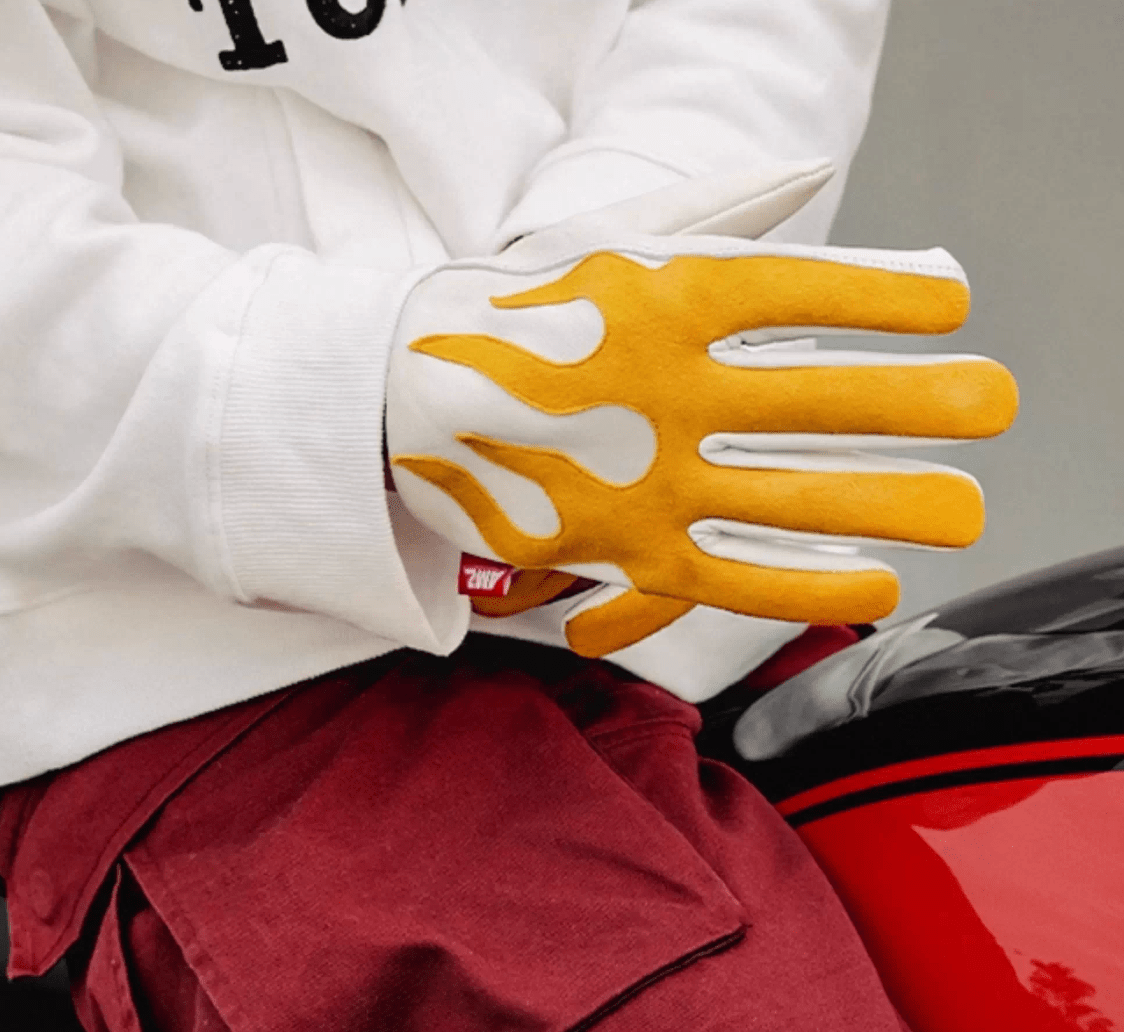 AMZ Flame Cruiser Leather Retro Motorcycle Gloves - Savile Speed Co.