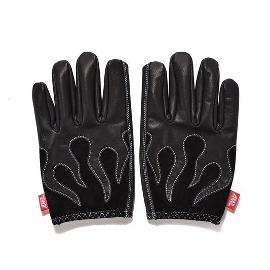 AMZ Flame Cruiser Leather Retro Motorcycle Gloves - Savile Speed Co.