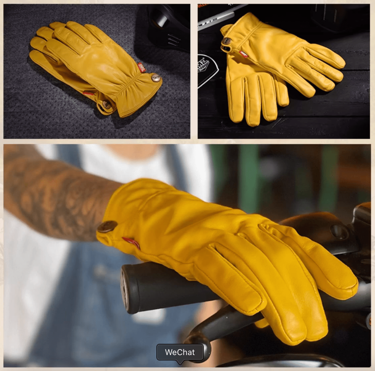 AMZ Yellow Vintage Lambskin Retro Motorcycle Gloves - Savile Speed Co.