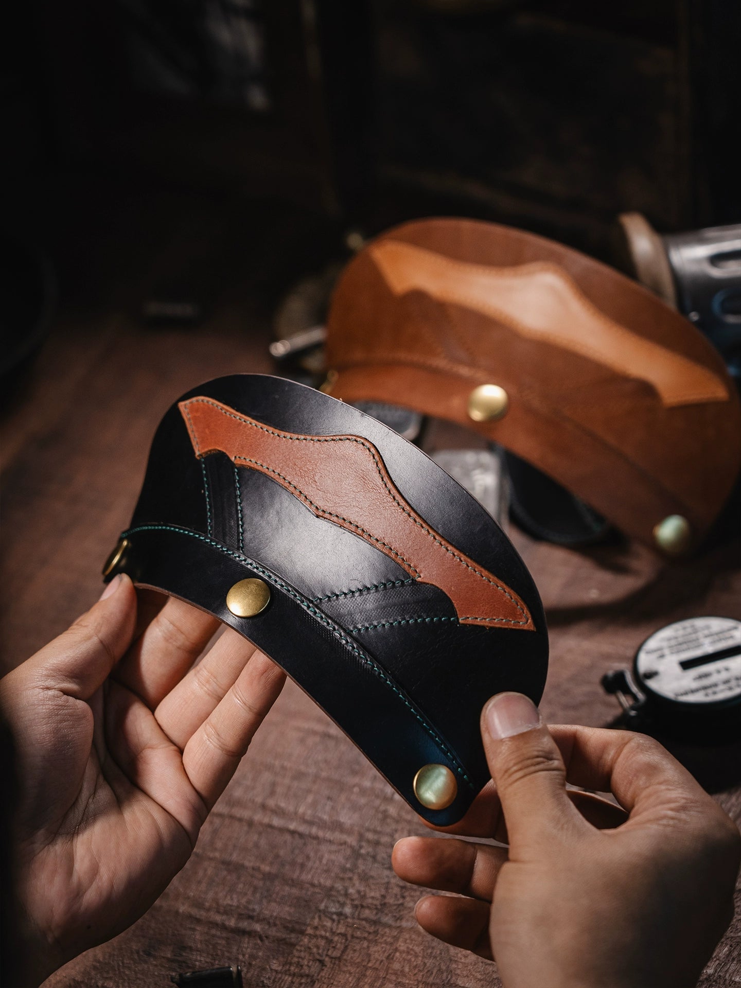 Bark&Bond Retro Motorcycle Helmet Brim 3-Snap Cafe Racer Helmet Visor - Savile Speed Co. - classic open face helmet