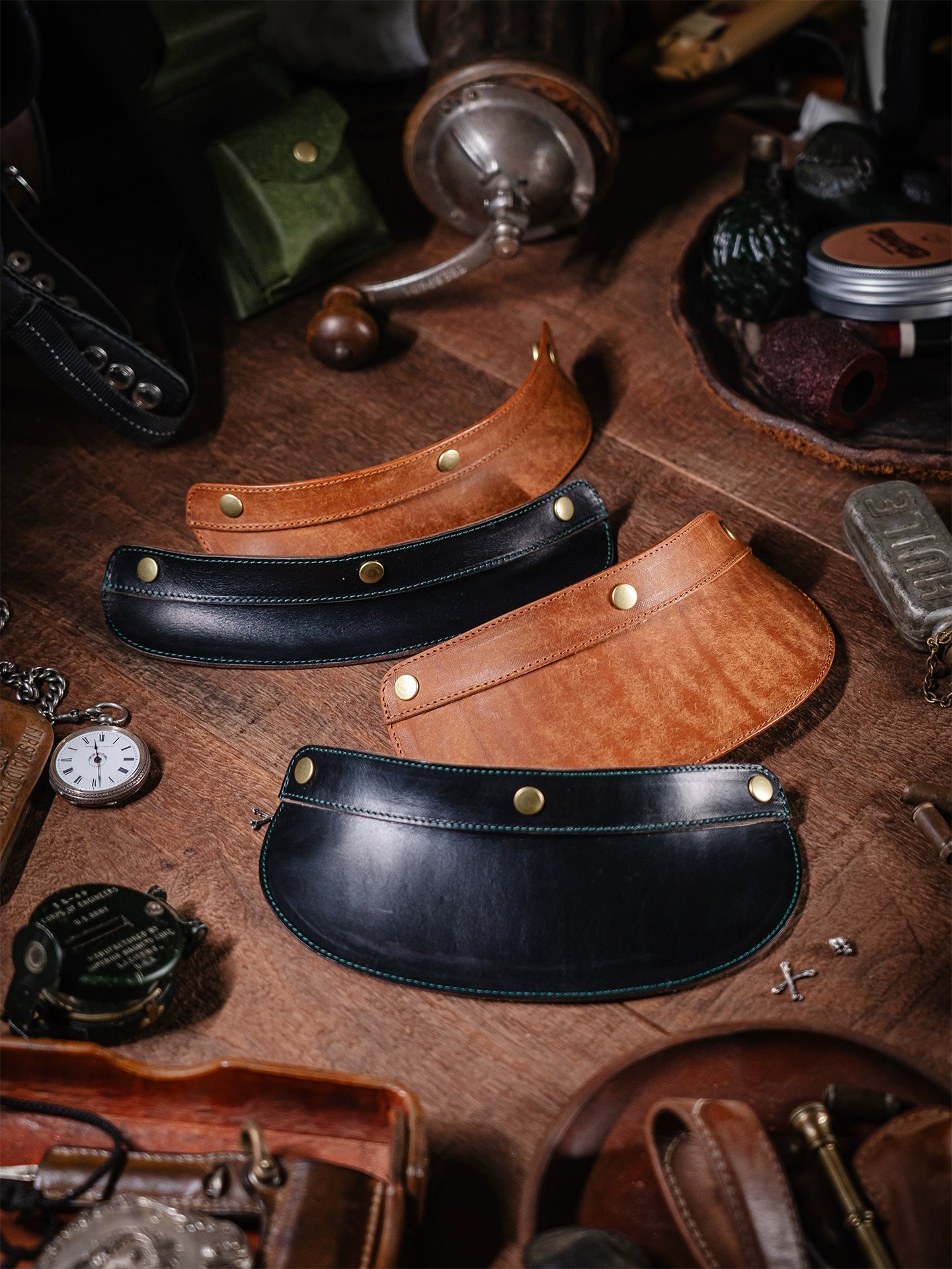 Bark&Bond Retro Motorcycle Helmet Brim 3-Snap Cafe Racer Helmet Visor - Savile Speed Co. - classic open face helmet