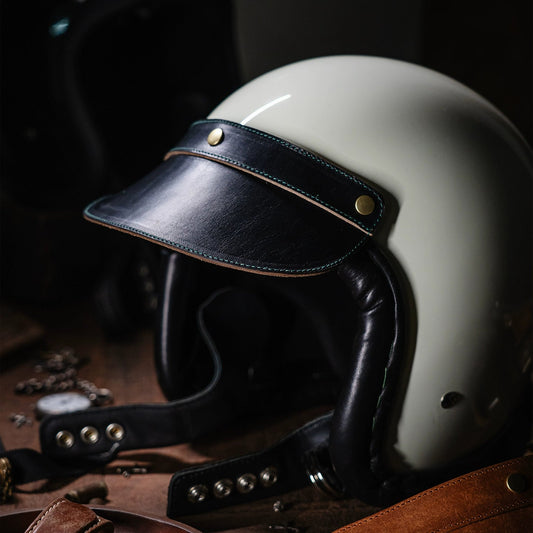 Bark&Bond Retro Motorcycle Helmet Brim 3-Snap Cafe Racer Helmet Visor - Savile Speed Co. - classic open face helmet