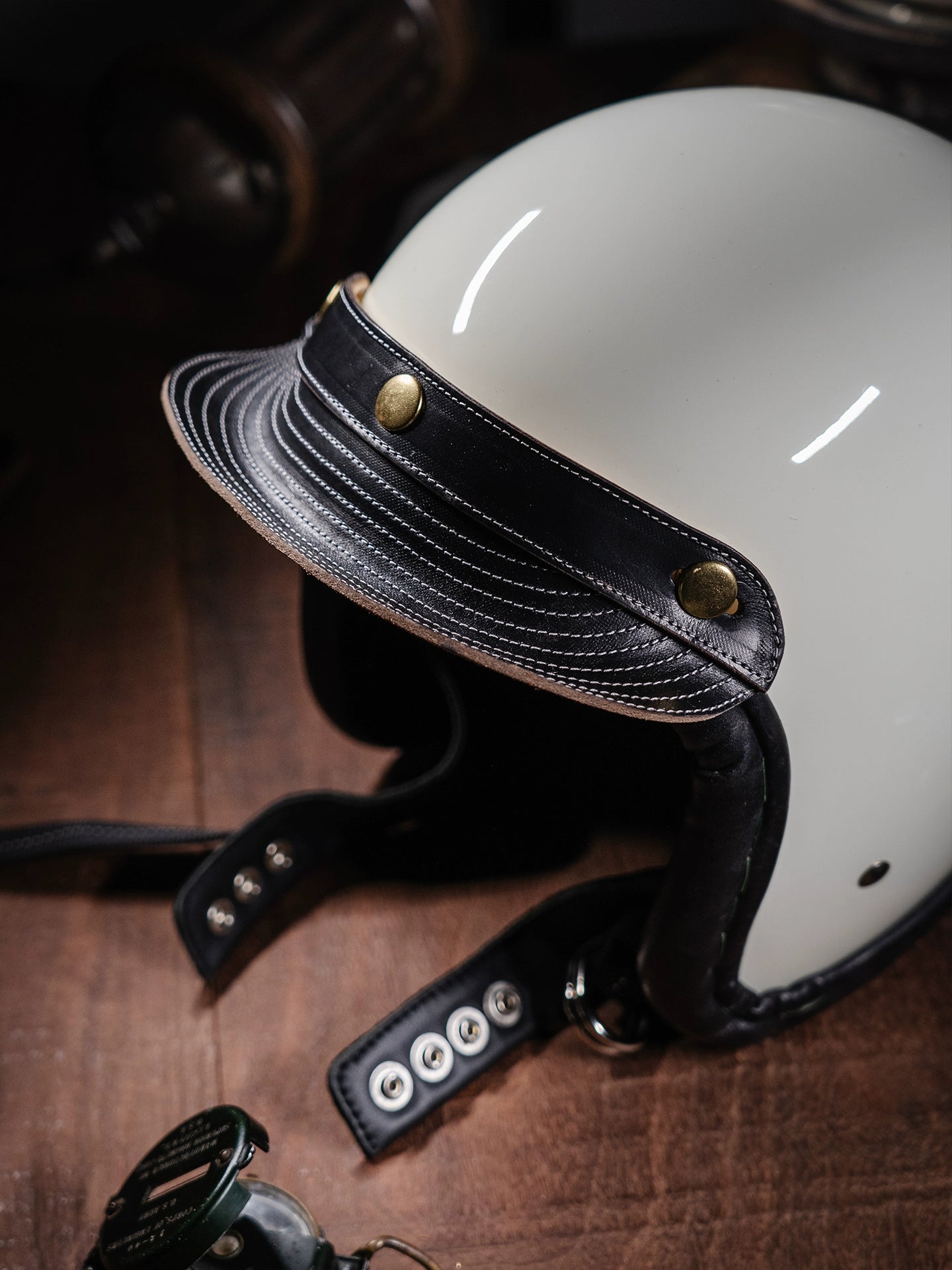 Bark&Bond Retro Motorcycle Helmet Brim 3-Snap Cafe Racer Helmet Visor - Savile Speed Co. - classic open face helmet