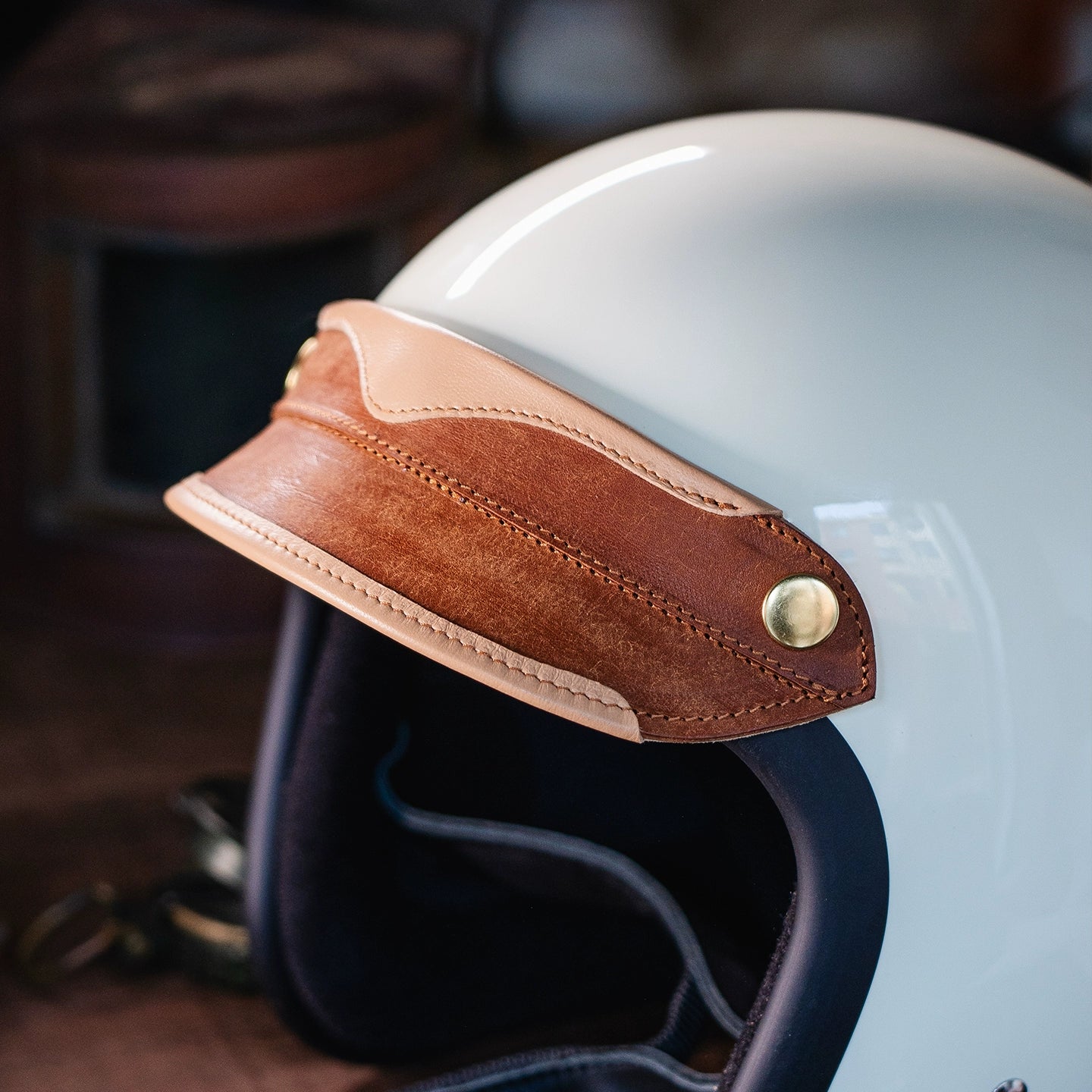 Bark&Bond Retro Motorcycle Helmet Brim 3-Snap Cafe Racer Helmet Visor - Savile Speed Co. - classic open face helmet