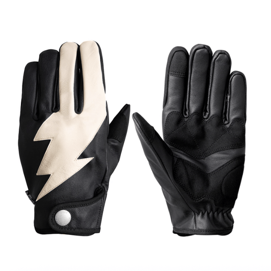Fogy Garage Checkered/Lightning Retro Motorcycle Gloves - Savile Speed Co.