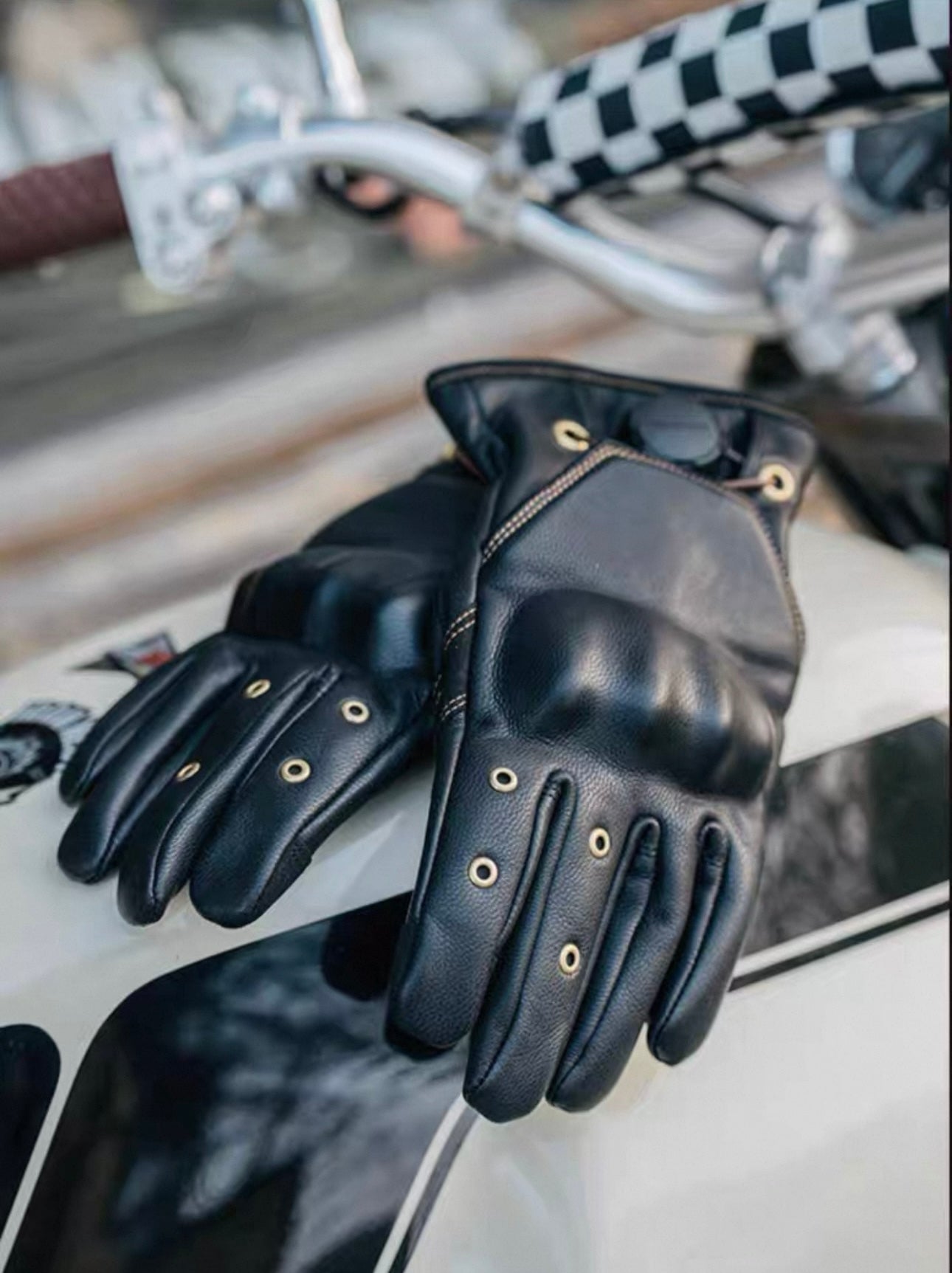 Fogy Garage Fidlock Retro Leather Motorcycle Gloves - Savile Speed Co.