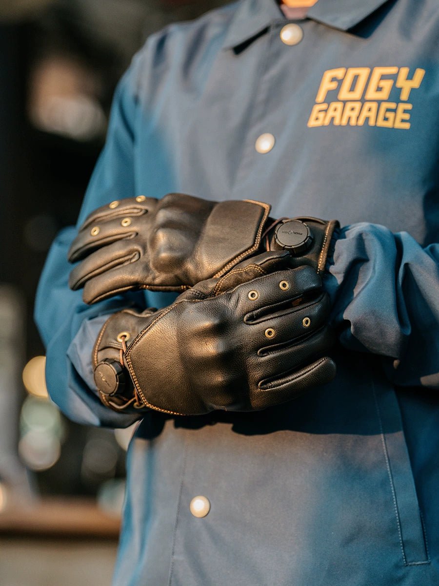 Fogy Garage Fidlock Retro Leather Motorcycle Gloves - Savile Speed Co.