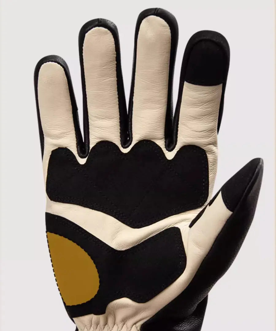 Fogy Garage Checkered/Lightning Retro Motorcycle Gloves - Savile Speed Co. - cafe racer