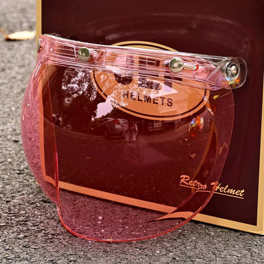 JEF retro bubble mirror half helmet windshield goggles flip up liftable retractable Savile Speed Co.