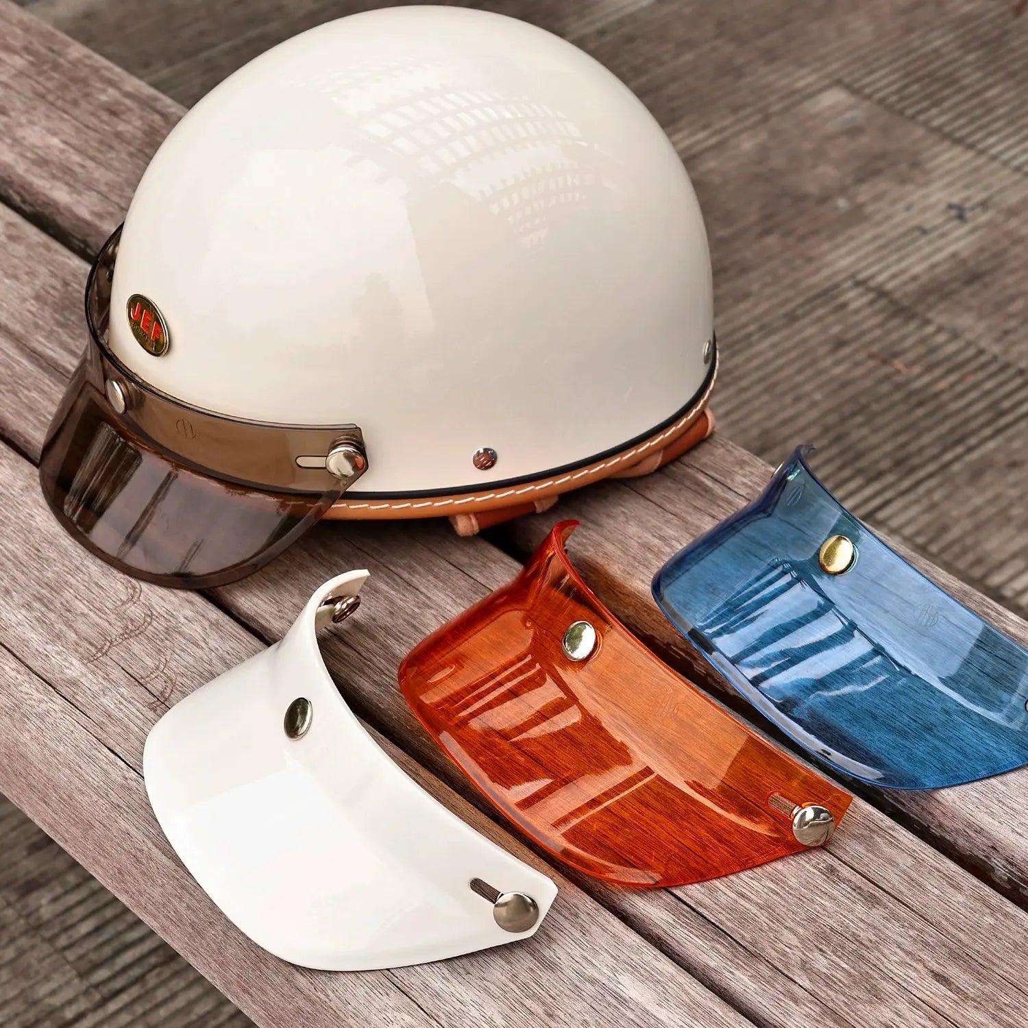 JEF Retro Helmet Peak – 3‑Snap Sun Visor Savile Speed Co.