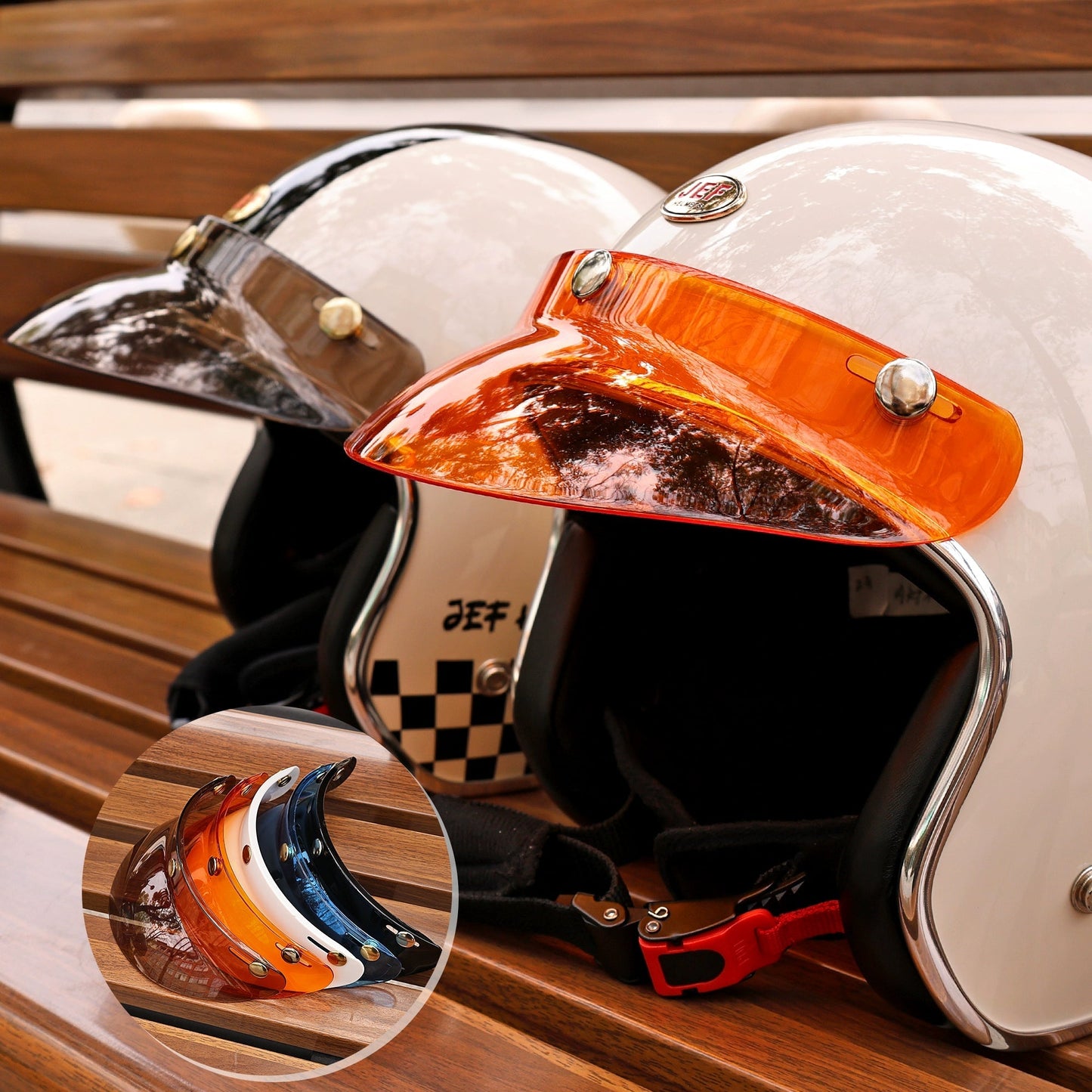 JEF Retro Helmet Peak 3 - Snap - Savile Speed Co.