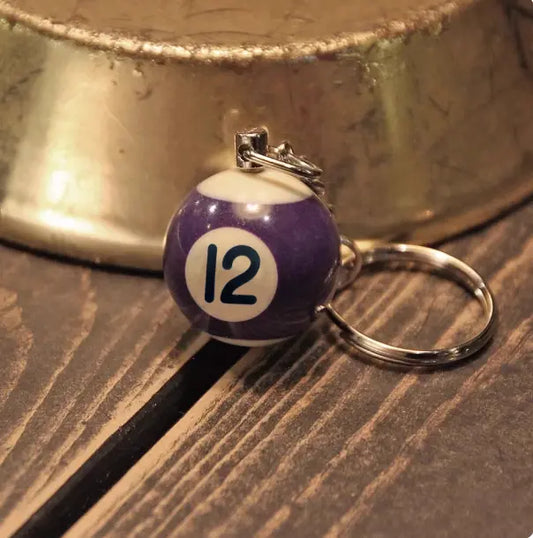 Metalize Billiards Ball Vintage Keychian - Savile Speed Co. - vintage keychain, billiards