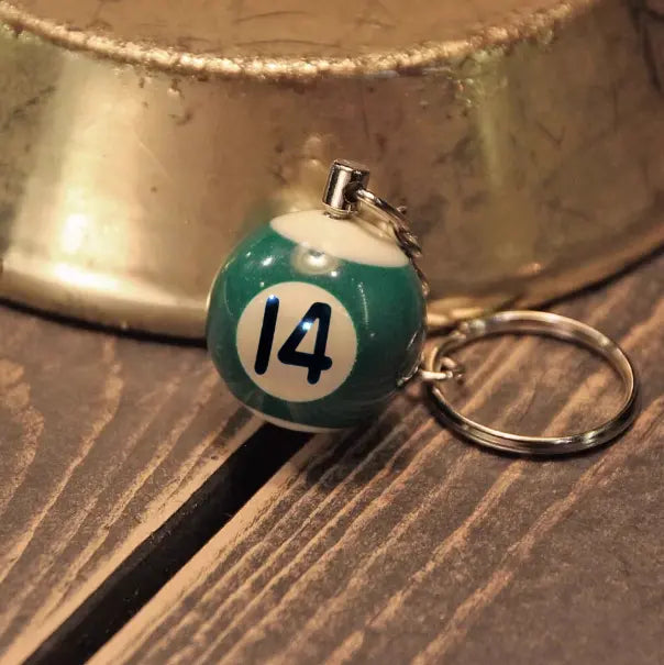 Metalize Billiards Ball Vintage Keychian - Savile Speed Co. - vintage keychain, billiards