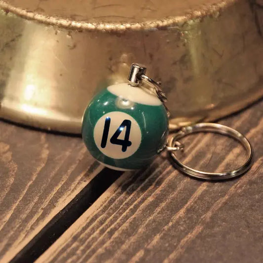 Metalize Billiards Ball Vintage Keychian - Savile Speed Co. - vintage keychain, billiards