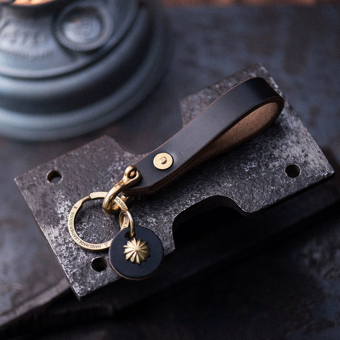 Mountain Rock Handmade Brass and Leather keychain - Savile Speed Co.