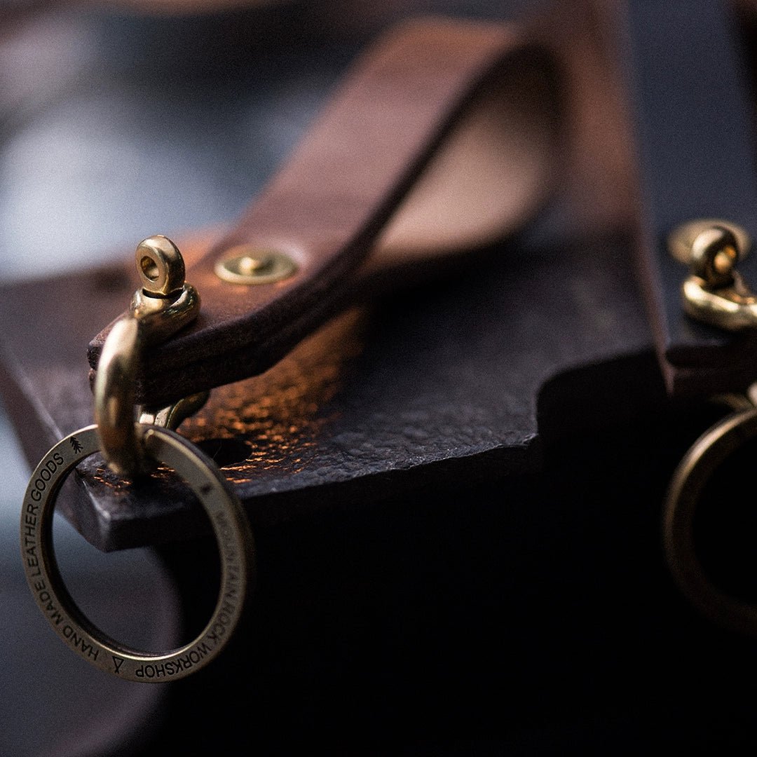 Mountain Rock Handmade Brass and Leather keychain - Savile Speed Co.