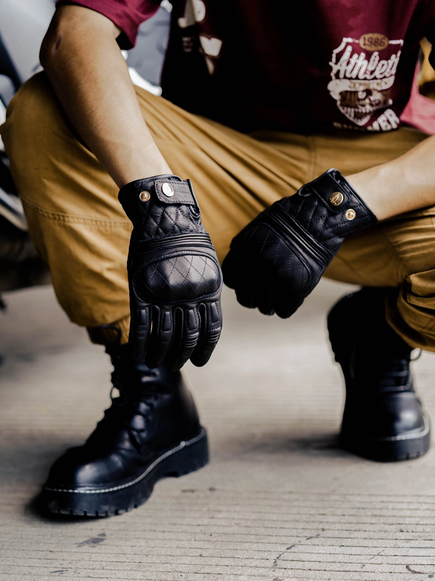 MR MOTOR Diamond Retro Motorcycle Riding Gloves - Savile Speed Co.