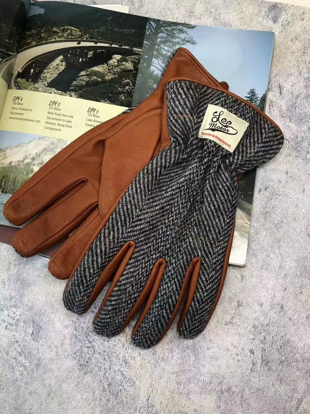 MR MOTOR Maloni Tweed Retro Motorcycle Riding Gloves - Savile Speed Co.