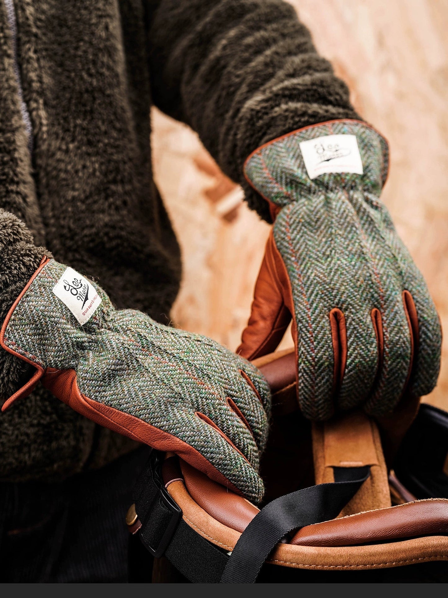 MR MOTOR Maloni Tweed Retro Motorcycle Riding Gloves - Savile Speed Co.
