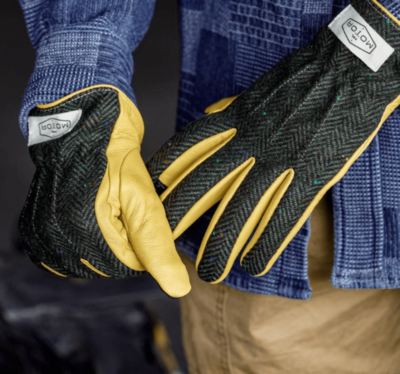 MR MOTOR Tweed Retro Motorcycle Riding Gloves - Savile Speed Co.