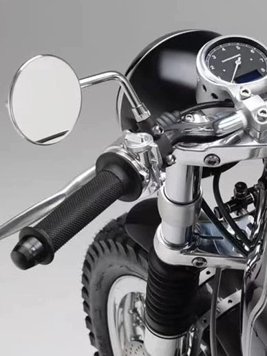 Retro Chrome & Black Motorcycle Mirrors Universal Fit Café Racer Style - Savile Speed Co.