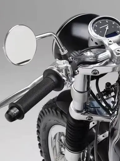 Retro Chrome & Black Motorcycle Mirrors Universal Fit Café Racer Style Savile Speed Co.