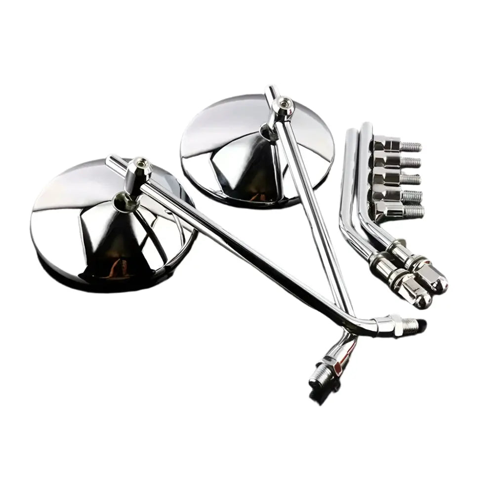 Retro Chrome & Black Motorcycle Mirrors Universal Fit Café Racer Style Savile Speed Co.