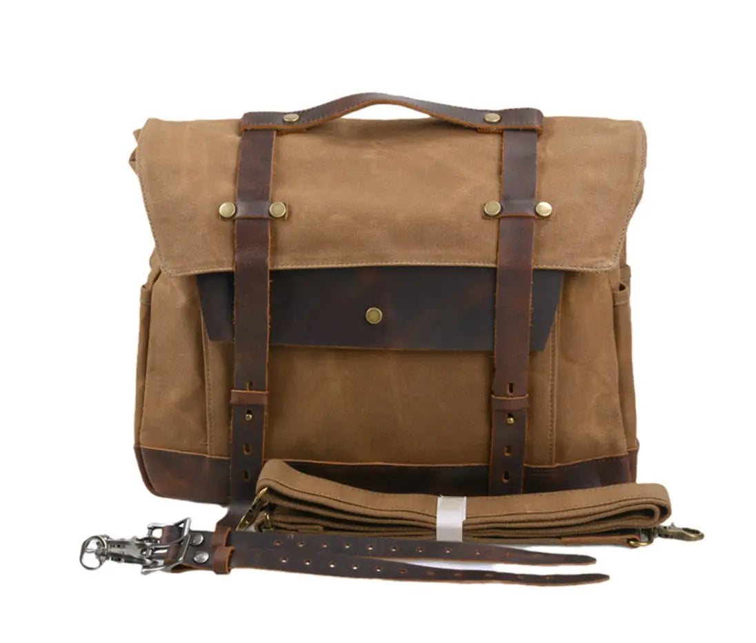 Savile Speed Waxed Canvas Pannier Retro Motorcycle Bag - Savile Speed Co. - Retro Motorcycle Bag, Waxed Canvas, pannier