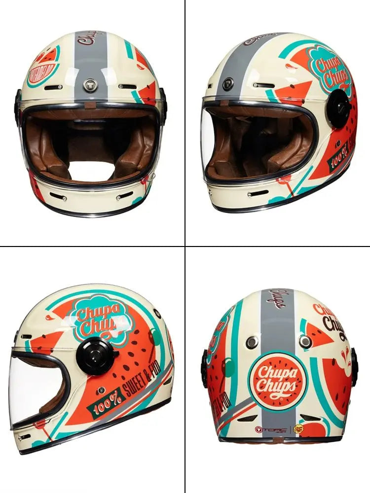 TORC Newport T1 Retro Helmet DOT/ECE Chupa Chups Collab Special Edition - Savile Speed Co.