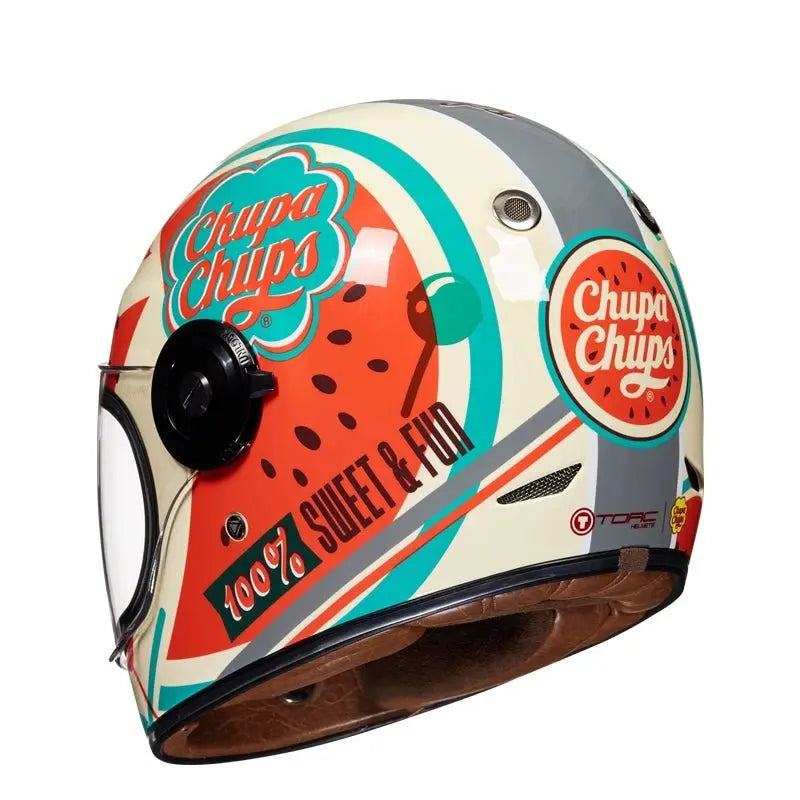 TORC Newport T1 Retro Helmet DOT/ECE Chupa Chups Collab Special Edition - Savile Speed Co.