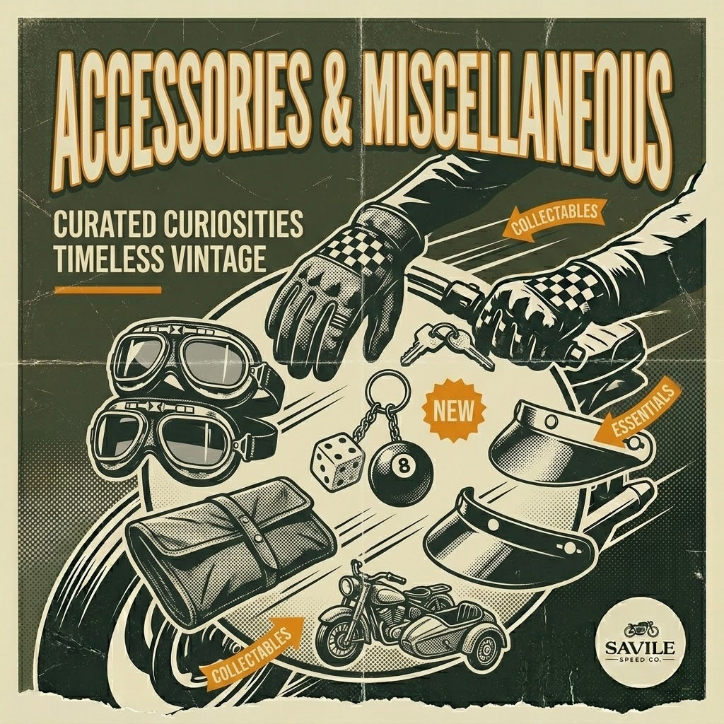 Motorcycle accessories and miscellaneous gear like keychains, valve stems, license plate screws, and more.