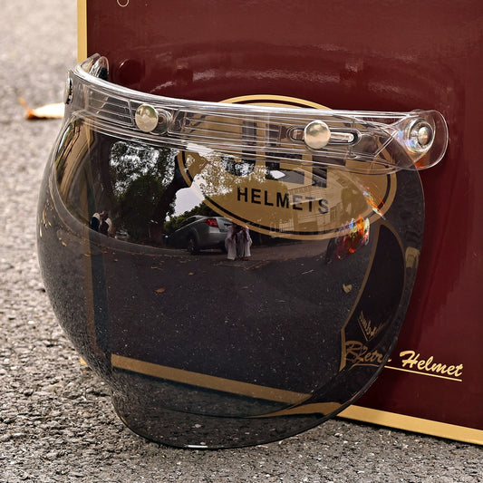 JEF retro bubble mirror half helmet windshield goggles flip up liftable retractable