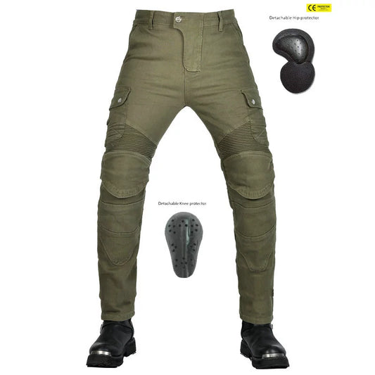 VOLERO Men's Retro Motorcycle Riding Jeans Kevlar Armored Pants