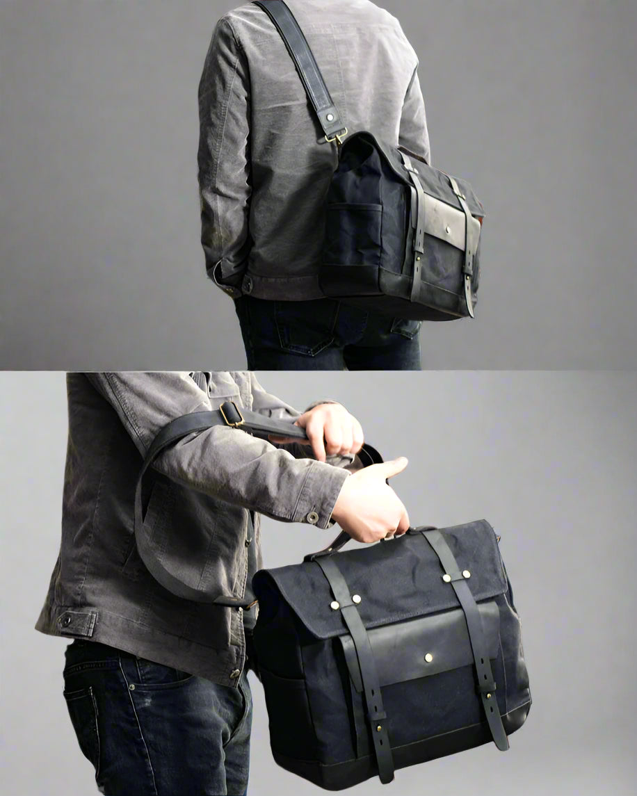 Savile Speed Retro Motorcycle Waxed Canvas Messenger's Bag Pannier