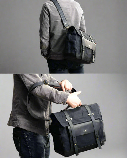 Savile Speed Retro Motorcycle Waxed Canvas Messenger's Bag Pannier