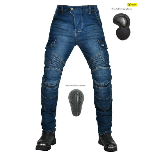 VOLERO Men's Retro Motorcycle Riding Jeans Kevlar Armored Pants