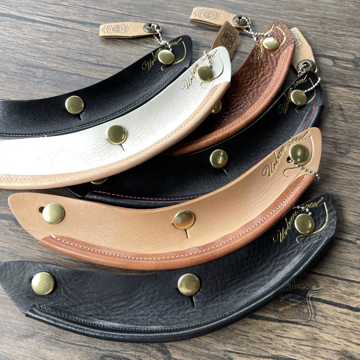 Urban Soul Handmade Leather 3-snap Motorcycle Helmet Peak