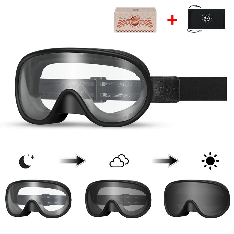 BOLLFO Retro Motorcycle Riding Goggles