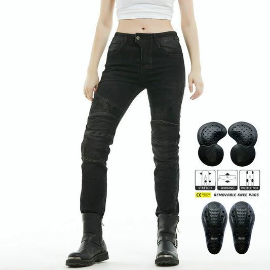 VOLERO Women's Retro Motorcycle Jeans Armored Pants