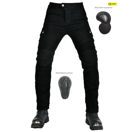 VOLERO Men's Retro Motorcycle Riding Jeans Kevlar Armored Pants