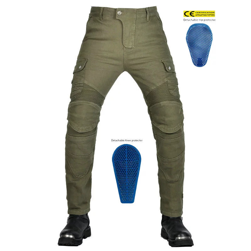 VOLERO Men's Retro Motorcycle Riding Jeans Kevlar Armored Pants