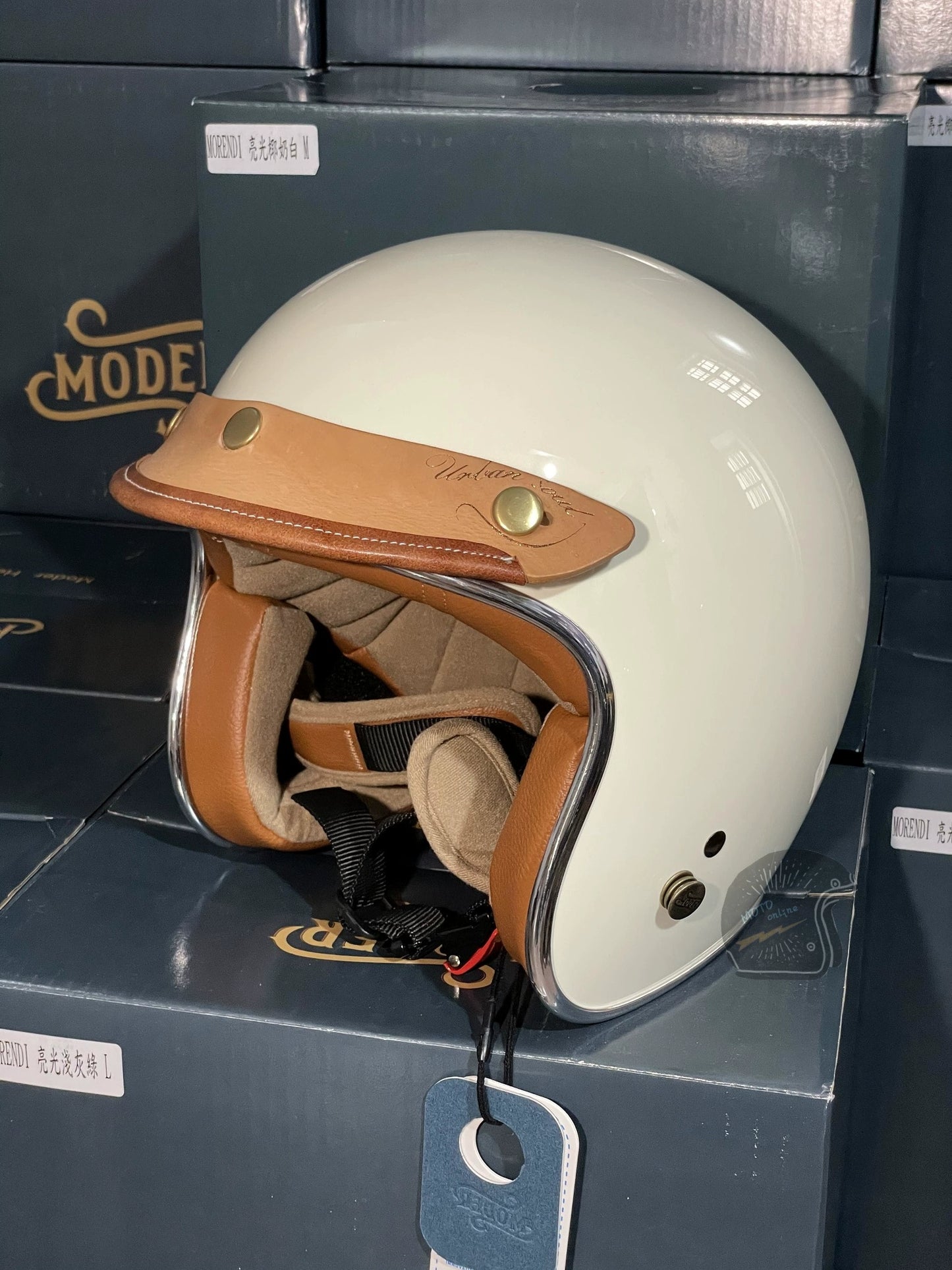 Urban Soul Handmade Leather 3-snap Motorcycle Helmet Peak