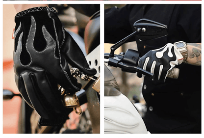 AMZ Flame Cruiser Leather Retro Motorcycle Gloves - Savile Speed Co.