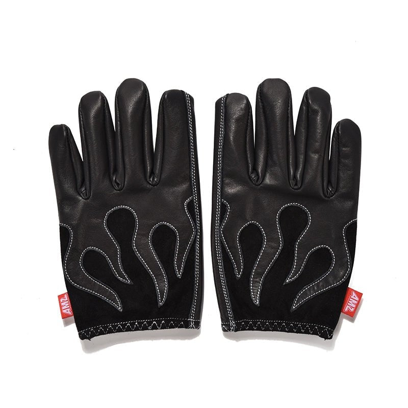 AMZ Flame Cruiser Leather Retro Motorcycle Gloves - Savile Speed Co.